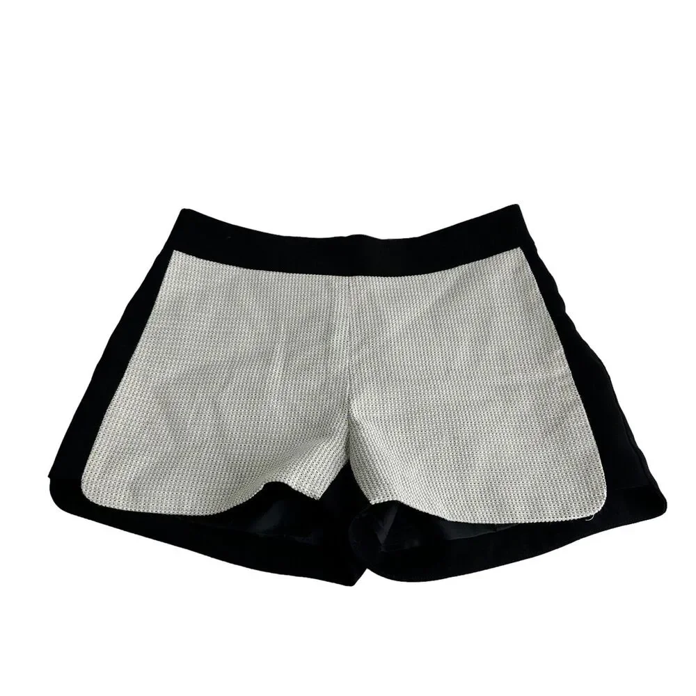 j crew travel black white Textured tuxedo Mini Shorts Size 2